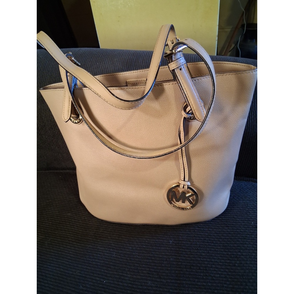 Michael Kors Womens Jet Set Large Dark Khaki Tote Handbag Designer Gold Hardware